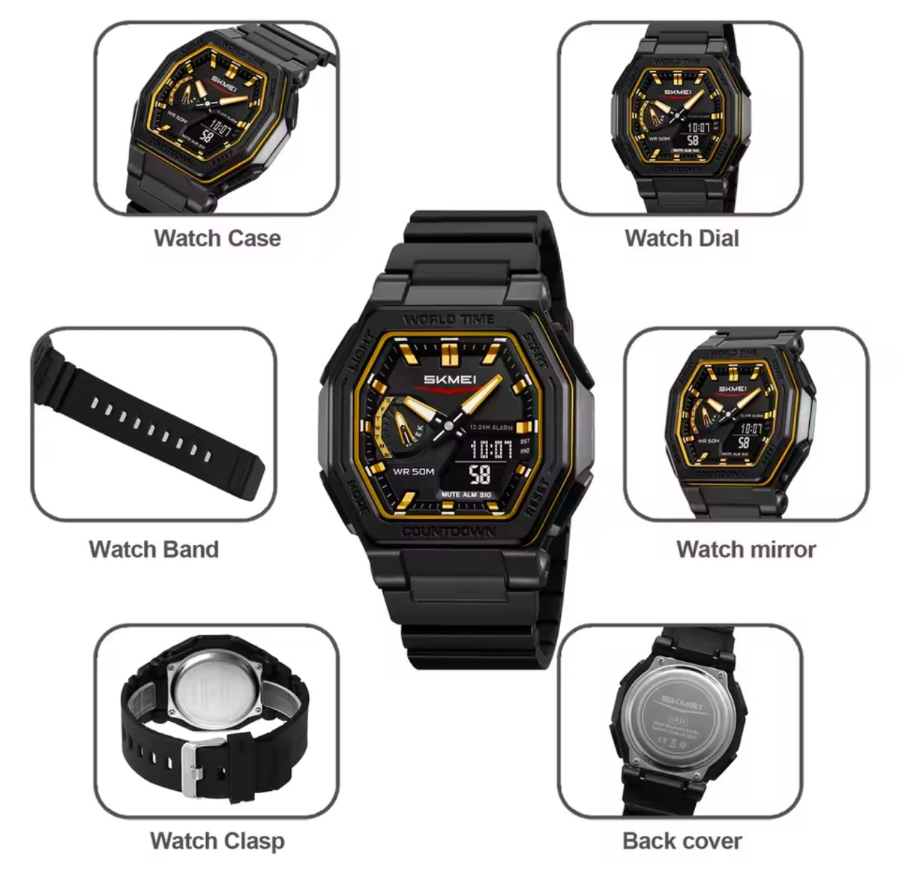 SKMEI Creative Cool 4 Time Display Countdown Digital Sport Watch