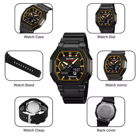 SKMEI Creative Cool 4 Time Display Countdown Digital Sport Watch