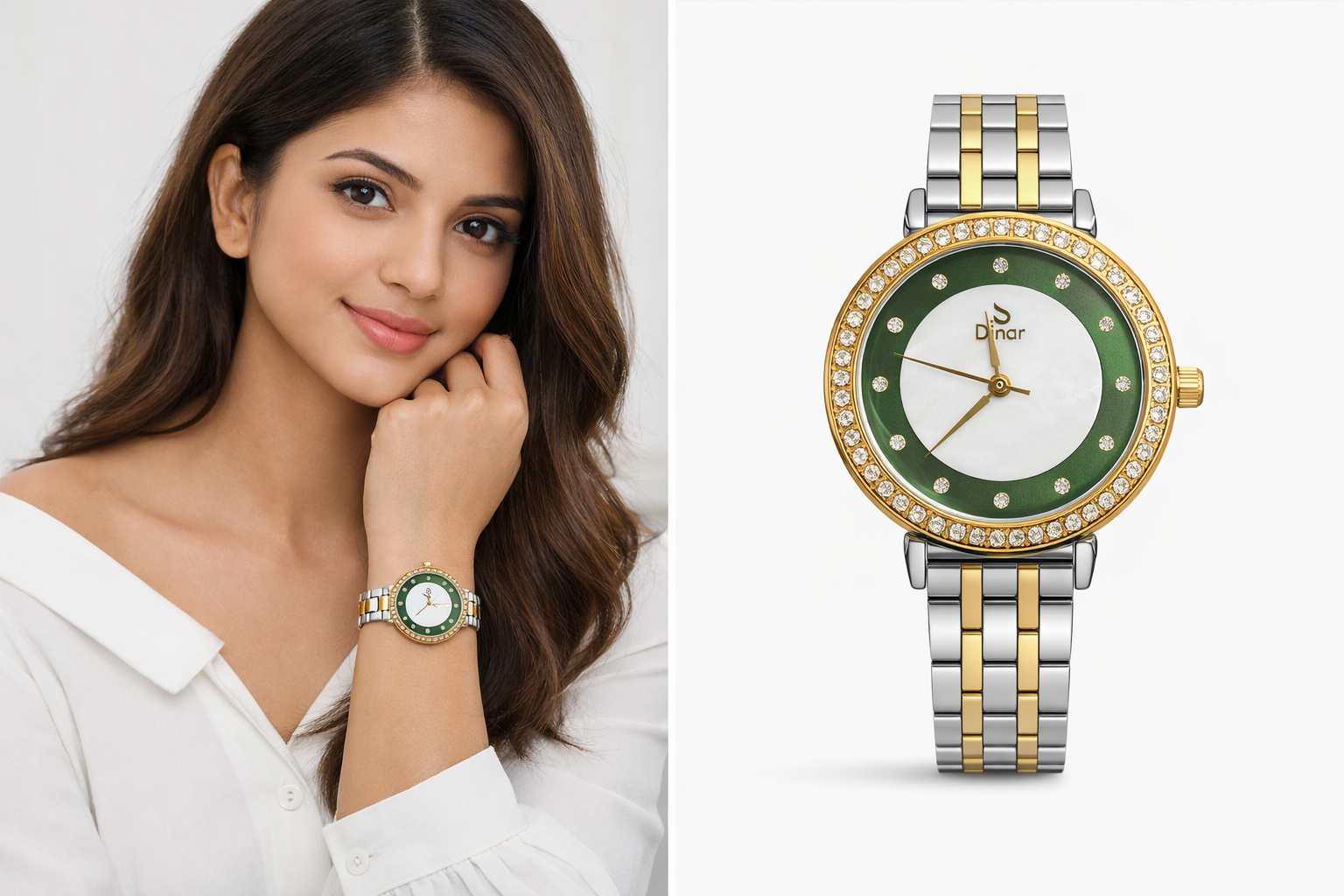 Dinar Ladies Dimond Stainless steel fashion watch
