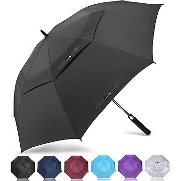 Double golf umbrella with full fiber long handle