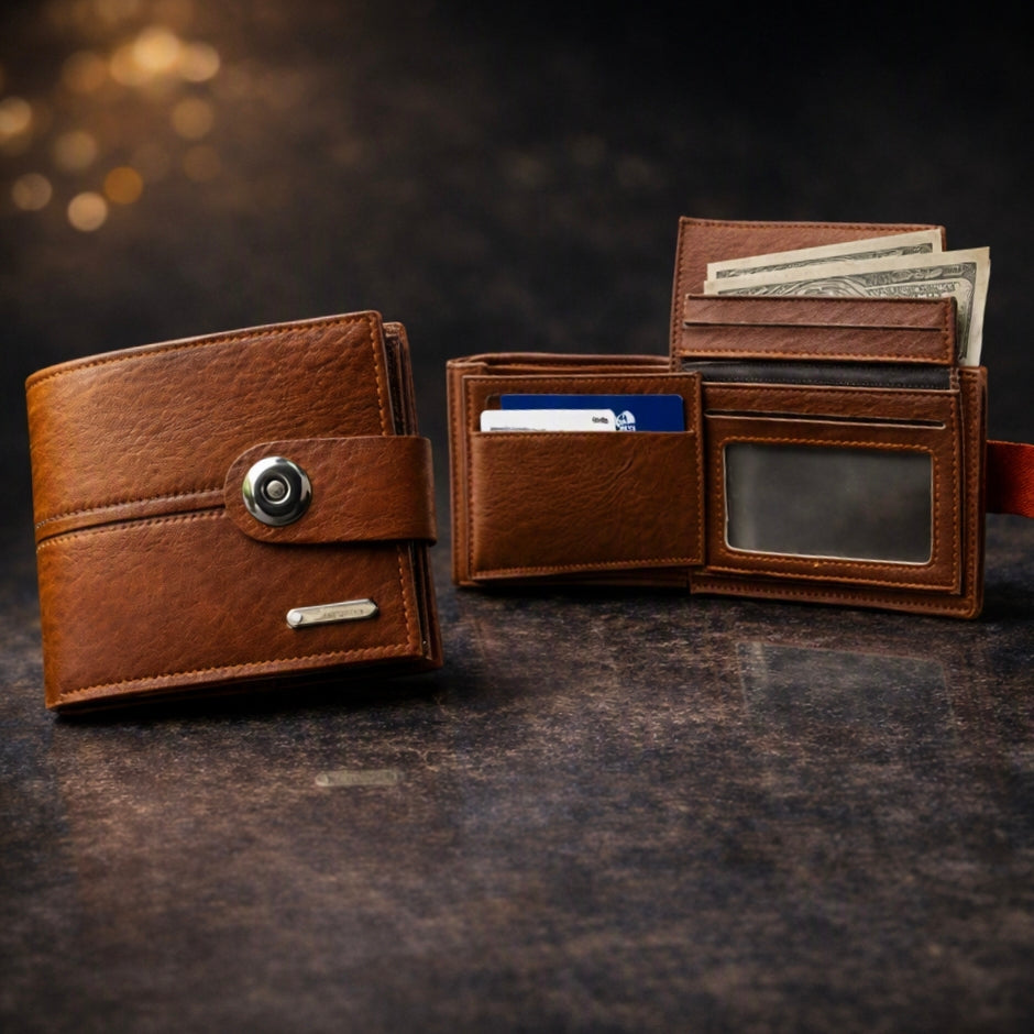 Premium Quality Genuine leather Wallet Magnetic Button