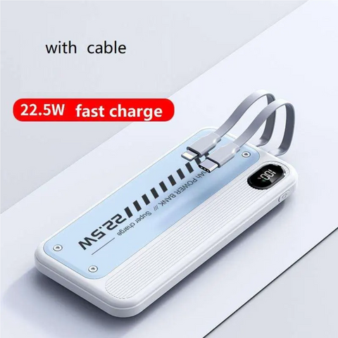 PD 22.5w 10000mAh Fast Power Bank with Built in Cables LED Display