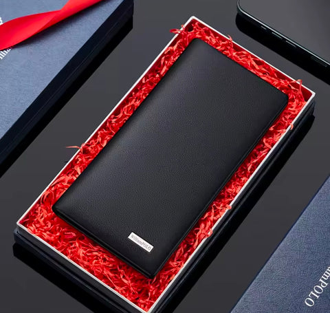 Bi-fold Pu leather thin long wallet for men women