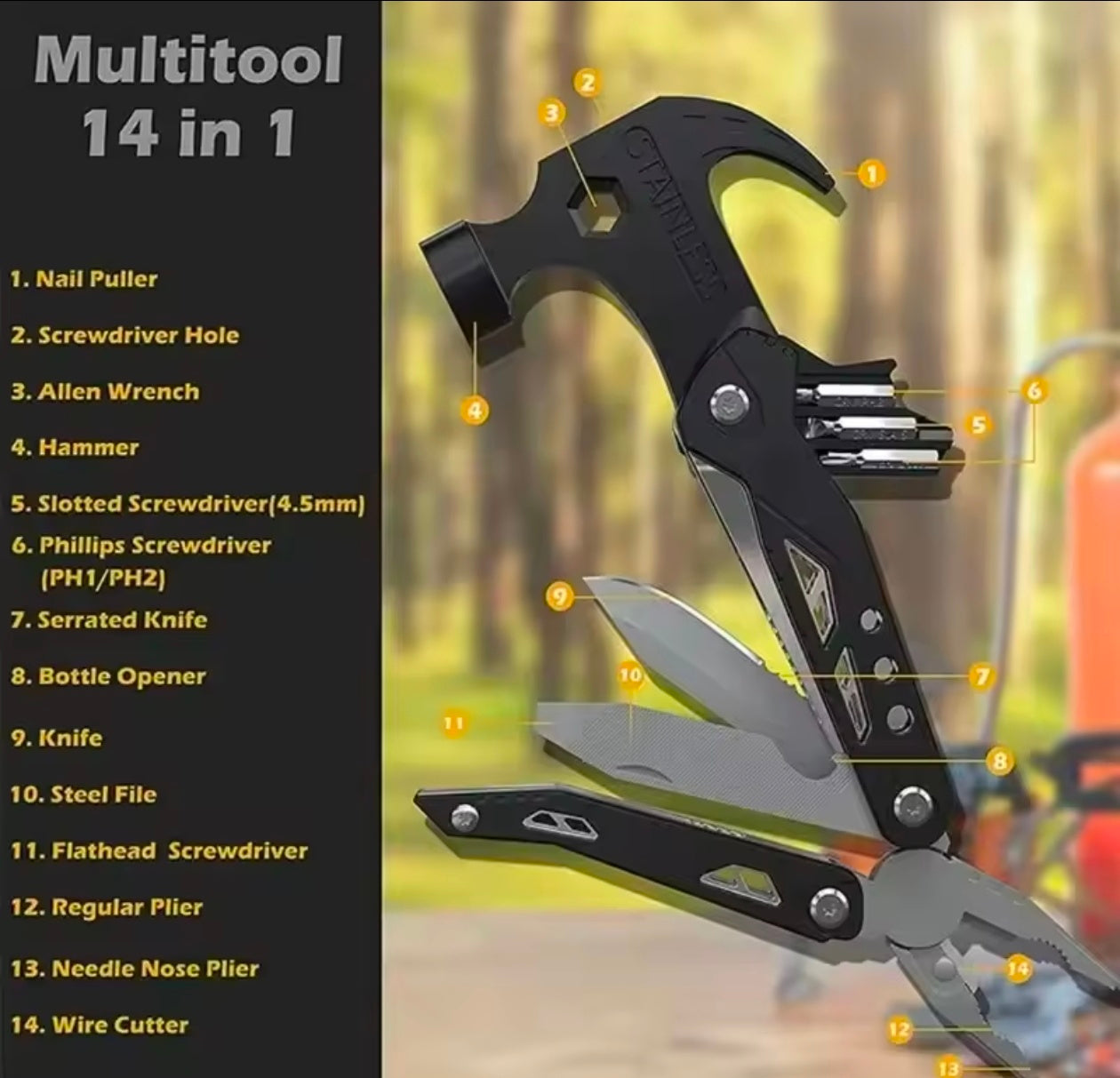 Multifunction Survival Axe Camping Pliers MultiTool