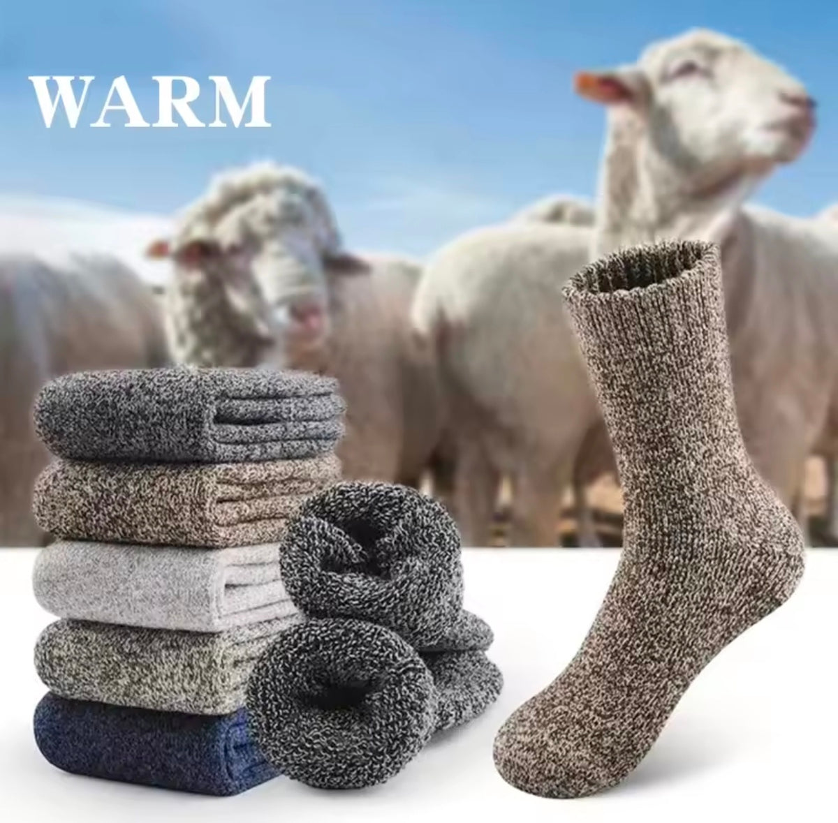 3 Pairs Wool Calf Socks, Thick And Warm
