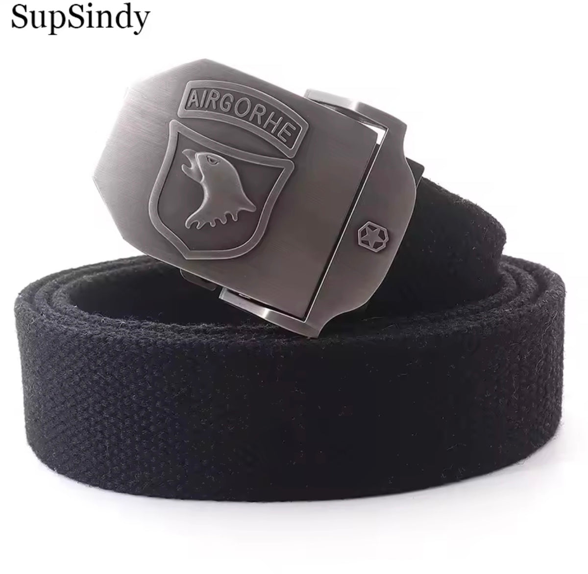 SupSindy Men Canvas Belt Eagle Metal Buckle Army Military Tactical Belts