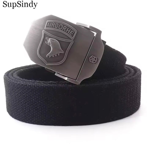 SupSindy Men Canvas Belt Eagle Metal Buckle Army Military Tactical Belts