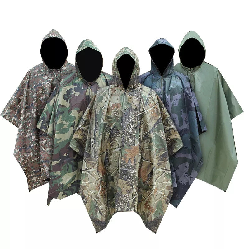 Hooded Rain Poncho Waterproof Raincoat Jacket