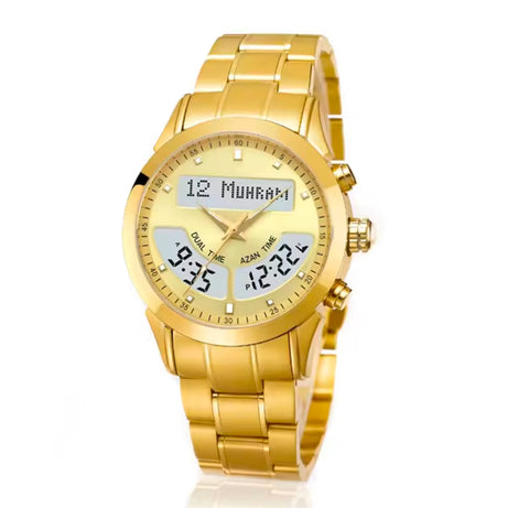 Alfajar Alharmeen prayer Azan Stainless Steel watch Qibla Muslim Watch