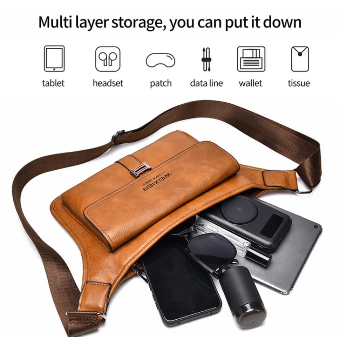 Vintage Cowhide Leather Waist Bag Fanny Pack