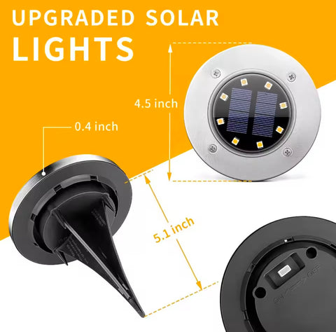 4pcs 8LED Solar Decoration Light Outdoor Garden Solar Underground Light