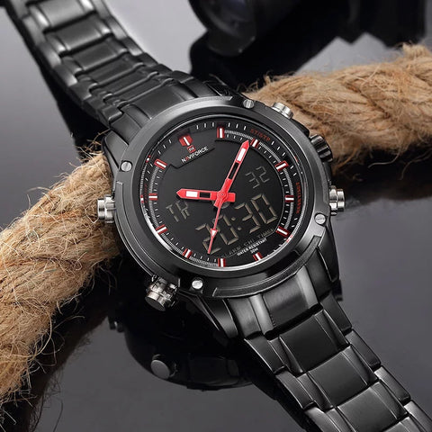 NAVIFORCE Brand Steel Waterproof Dualtime Watch