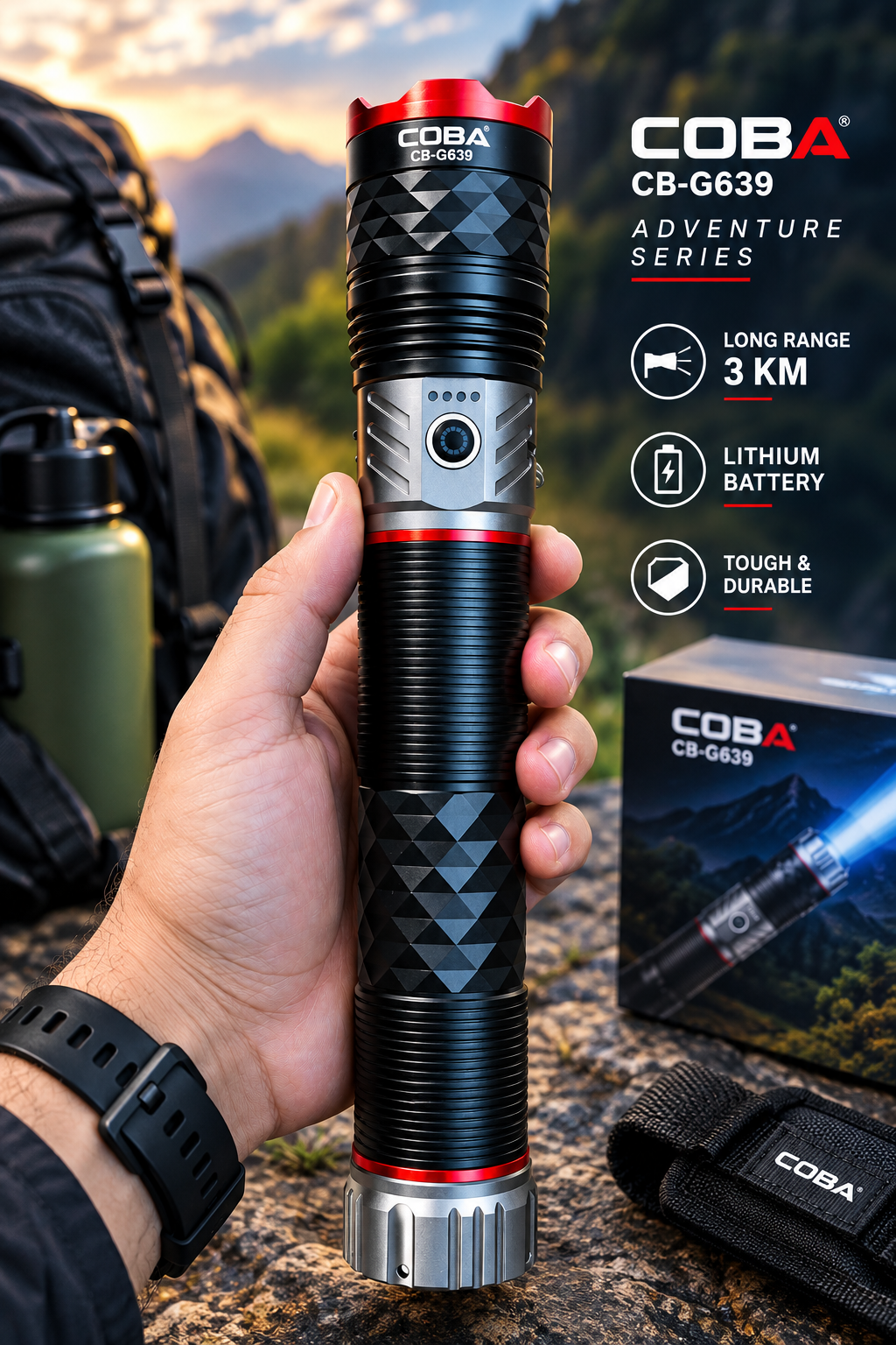 COBA Long Range Aluminium Alloy Strong Flashlight Torch CB-G639