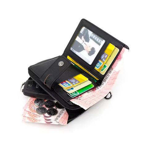 Cow Leather Kavi Vintage Short Zipper Wallet