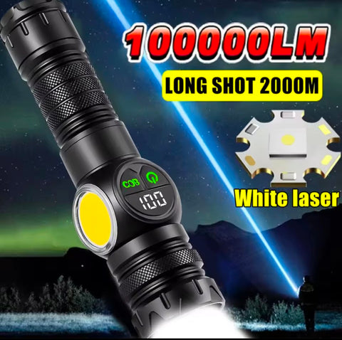 2km Long range 1000Lm Aluminium Zoom Torch Type-C Rechargeable