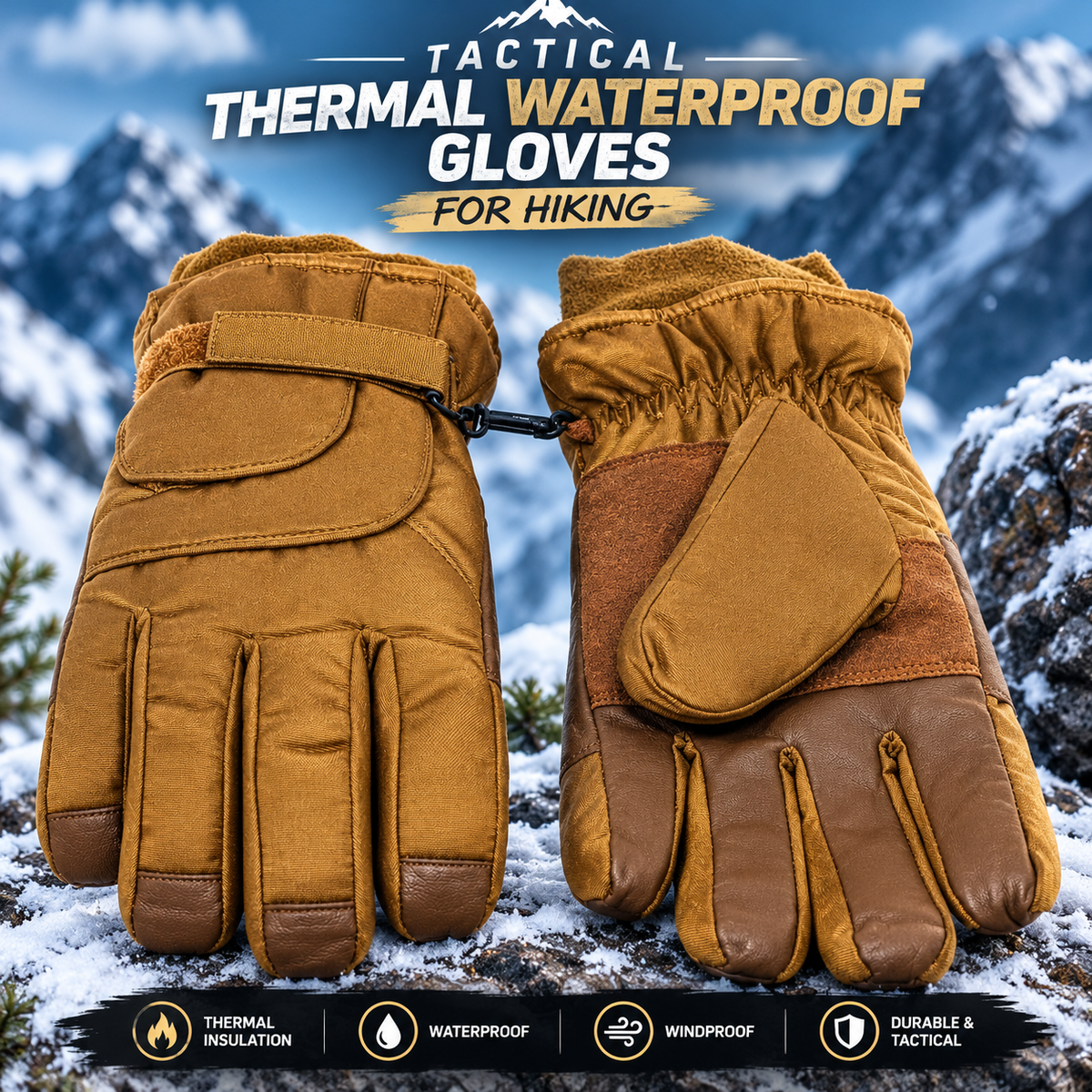 US Tactical Thermal Double Layered GLOVES Waterproof