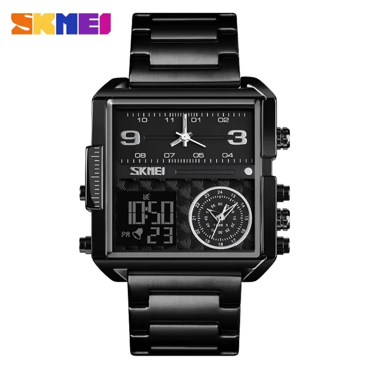 Skmei Men Square Watches Creative 3 Time Display Watches For Men