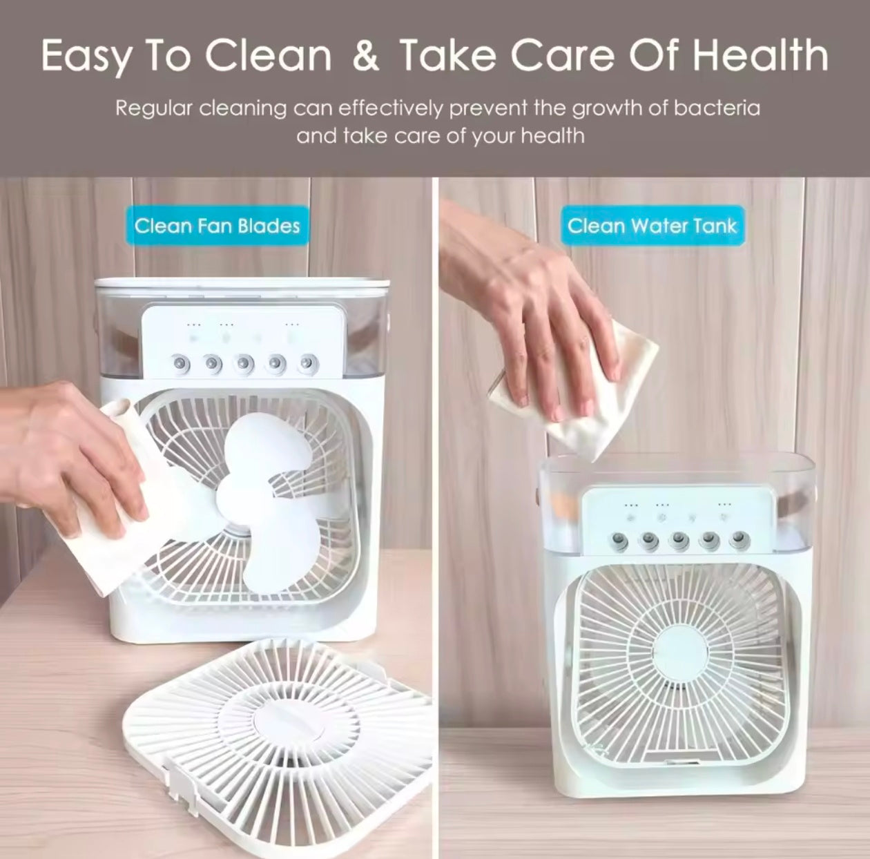 Portable Ac Humidifier Cooling Fan with Led Light