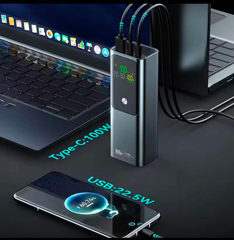 PD125W Super Fast Charging Power Bank 20000mAh High Capacity Portable Charger External Spare Battery