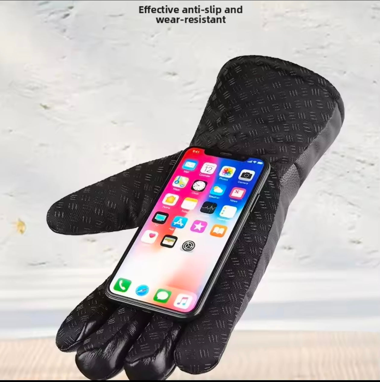Touch screen Winter Warm Leather Gloves Waterproof Non slip