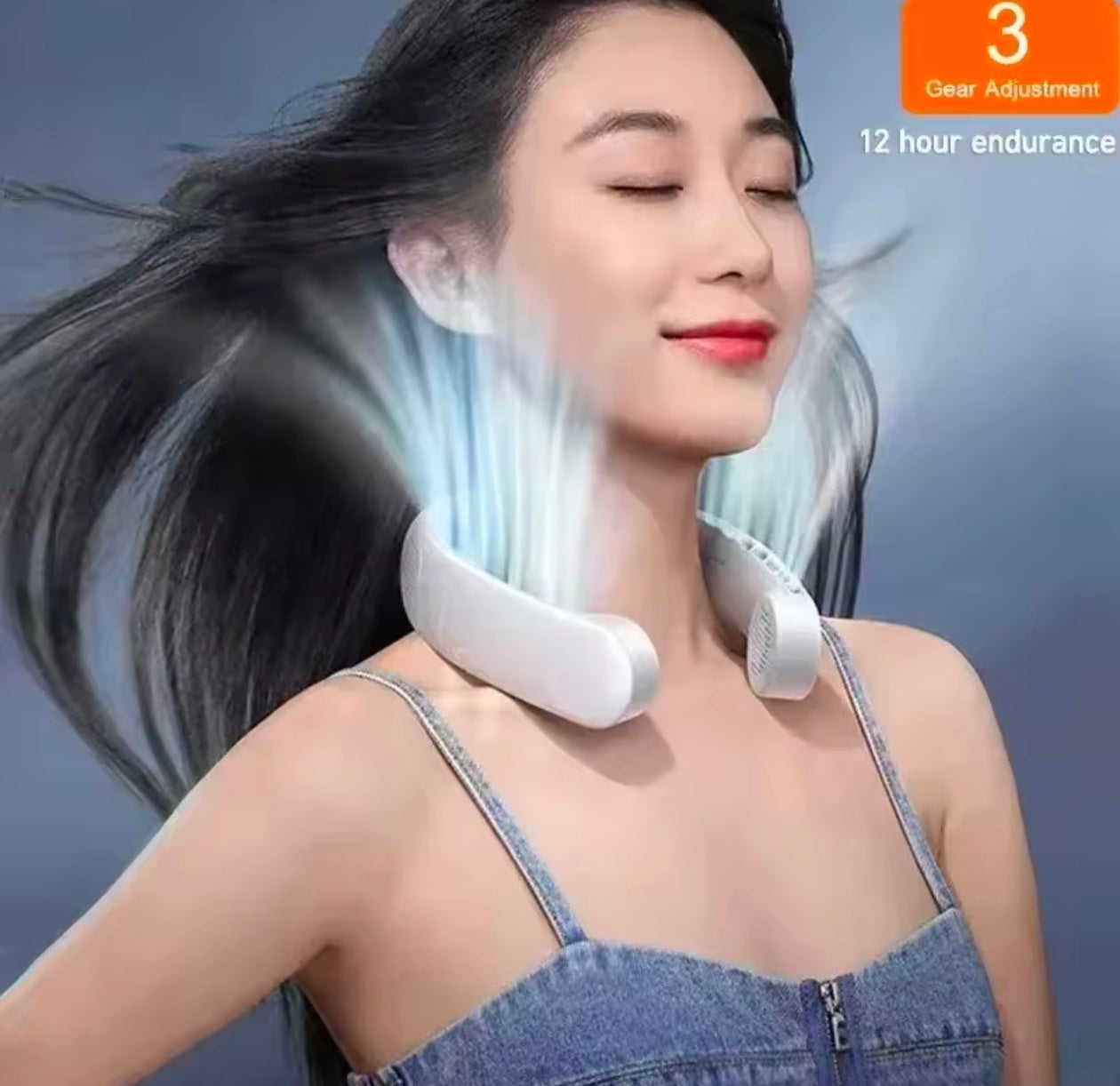 Portable Hanging Neck Fan Rechargeable Air Cooler 3 Speed