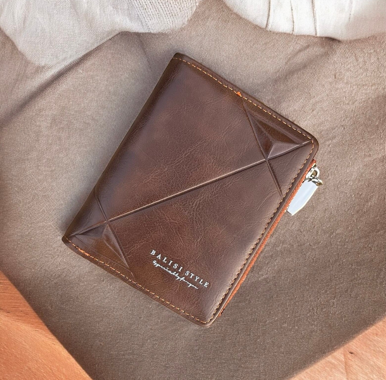 Balisi short Zip Wallet, PU Leather Short pocket Wallet