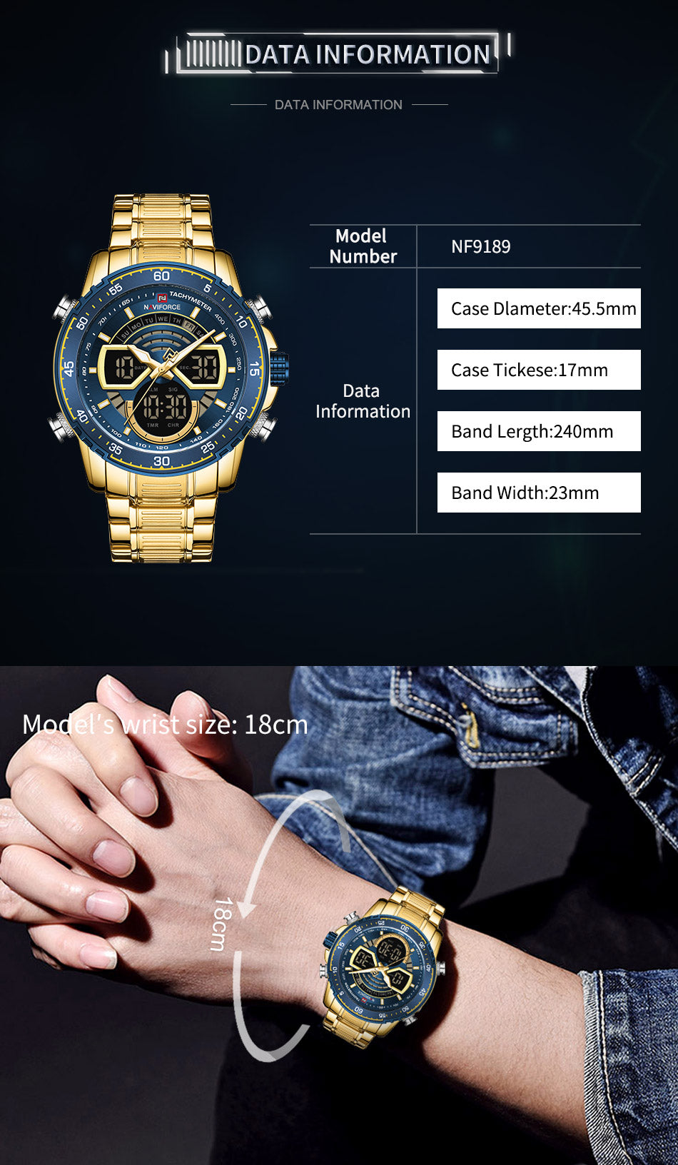 NAVIFORCE Fashion Men's Luxury DUAL time Quartz Watch