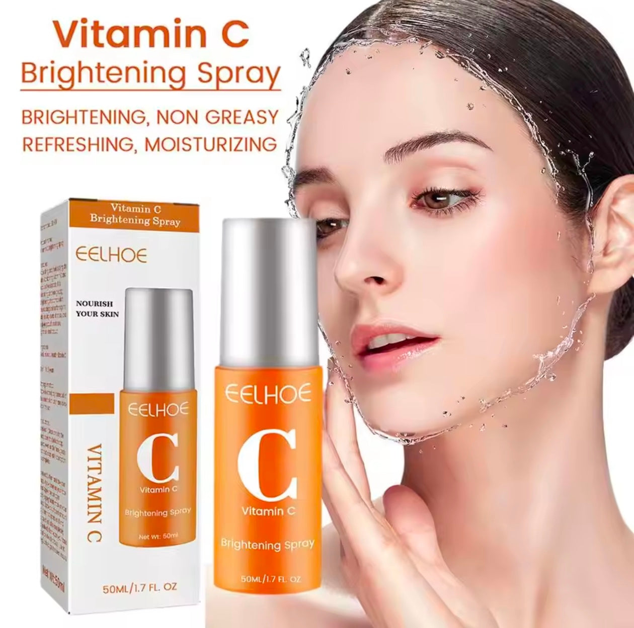 50ml Vitamin C Facial Spray Mist Whitening,Brightening,Anti-Wrinkle,Nourishing, Care Face Redness Relief,Moisturizing Serum Y3R2