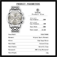 DINAR Waterproof Stainless Steel Chronograph Watch