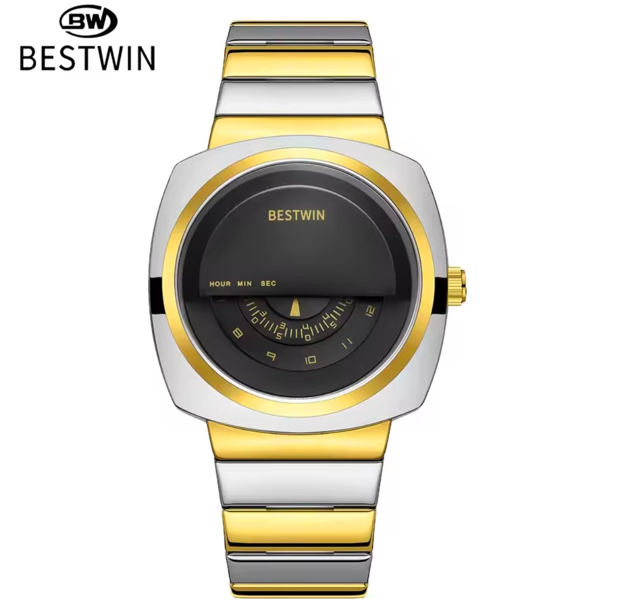 Best win Hollow 3D Carved Bezel Stainless Steel Business Wrist Watch