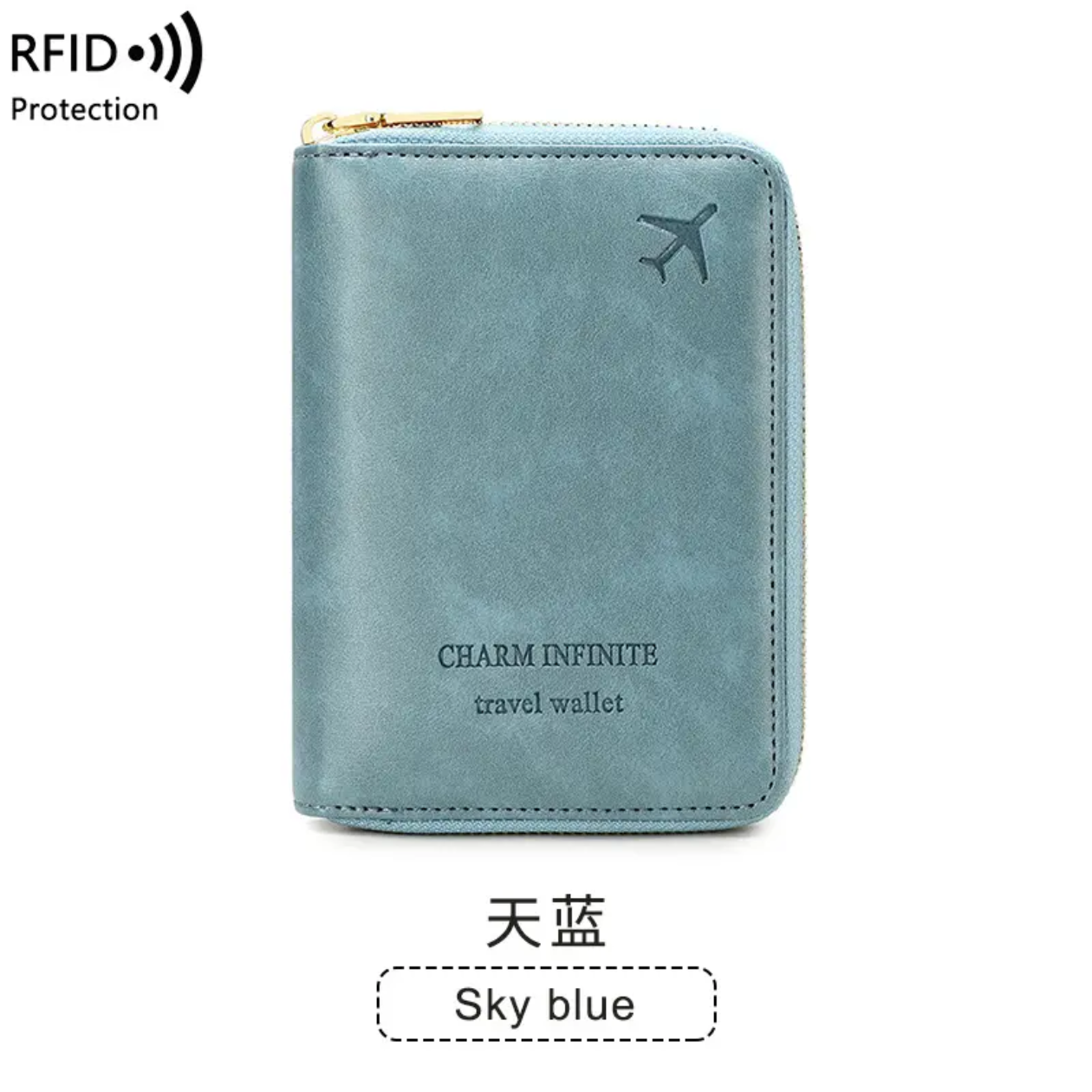 Passport Wallet Cover RFID Blocking Card Holder Zipper (best for gift)