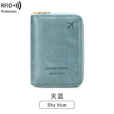 Passport Wallet Cover RFID Blocking Card Holder Zipper (best for gift)