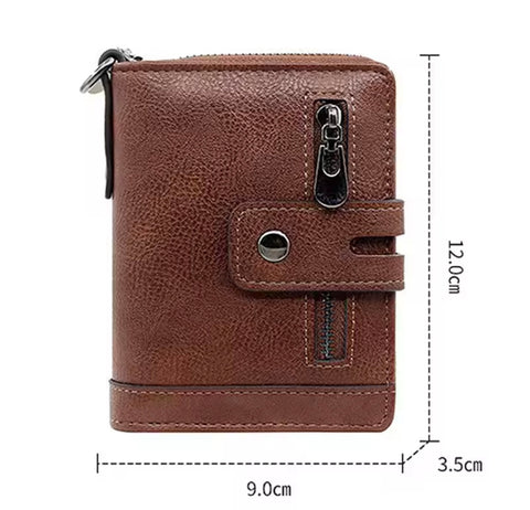 Cow Leather Kavi Vintage Short Zipper Wallet