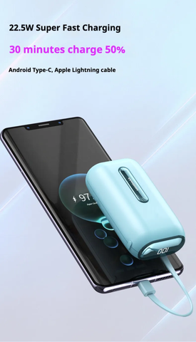 Mini power bank 10000mah p&d 22.5w