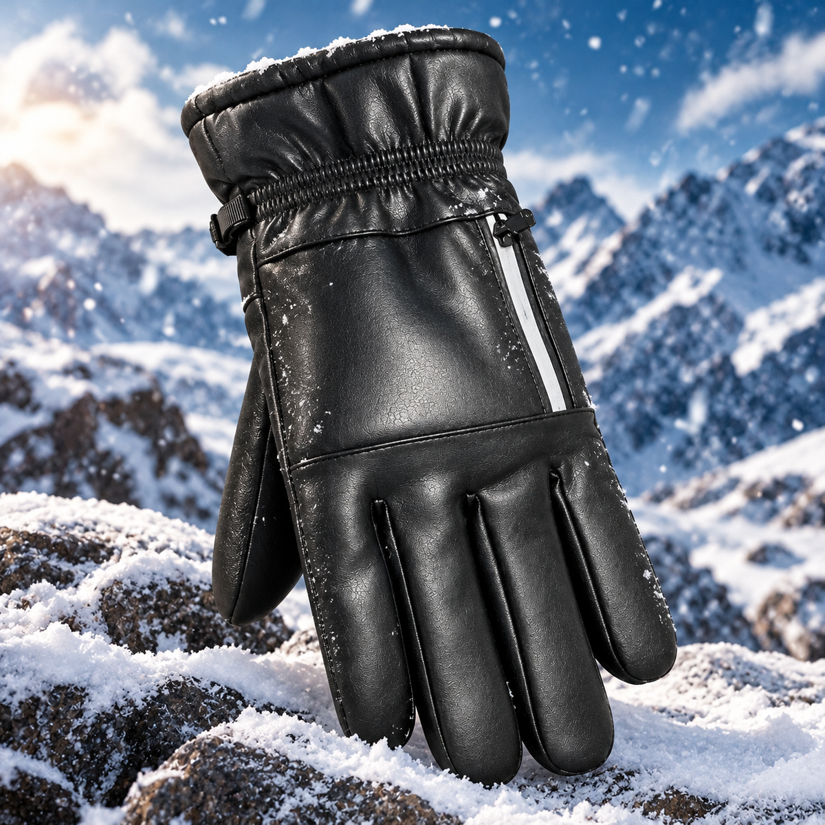 Winter Leather Waterproof Windproof Gloves