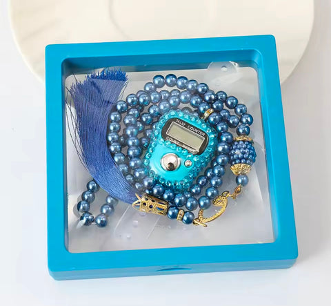 Tasbeeh Counter 2 Pcs Zikr Ring Electronic Digital Finger Digital Stone Coated Ring Rosary Tasbeeh Counter