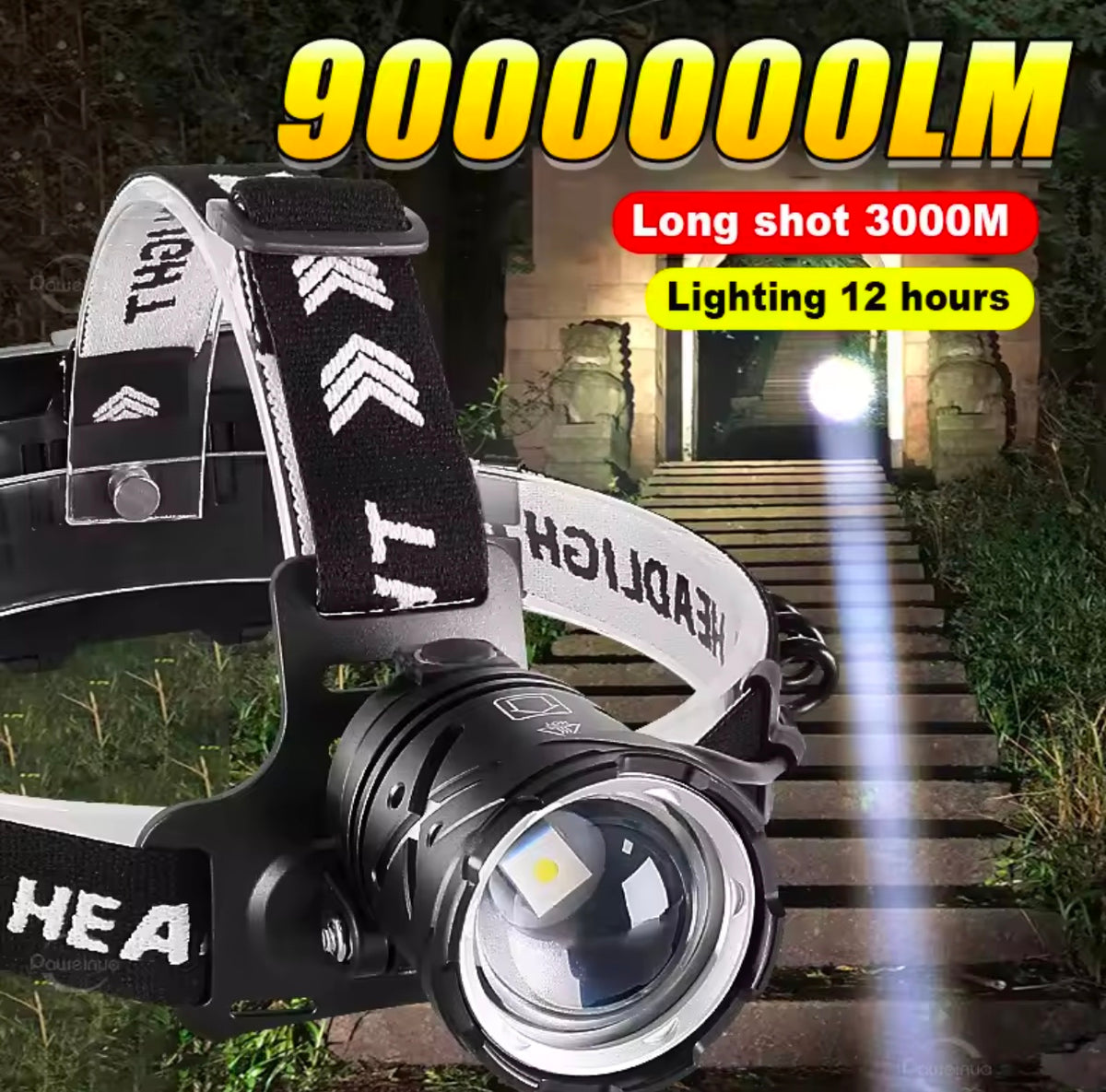 Long range Rechargeable Zoomable Headlight Waterproof 18650 bettery
