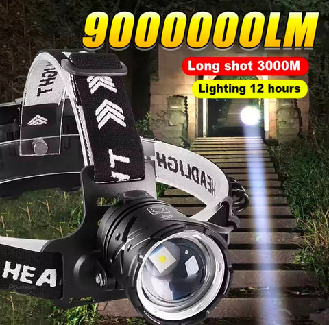 Long range Rechargeable Zoomable Headlight Waterproof 18650 bettery