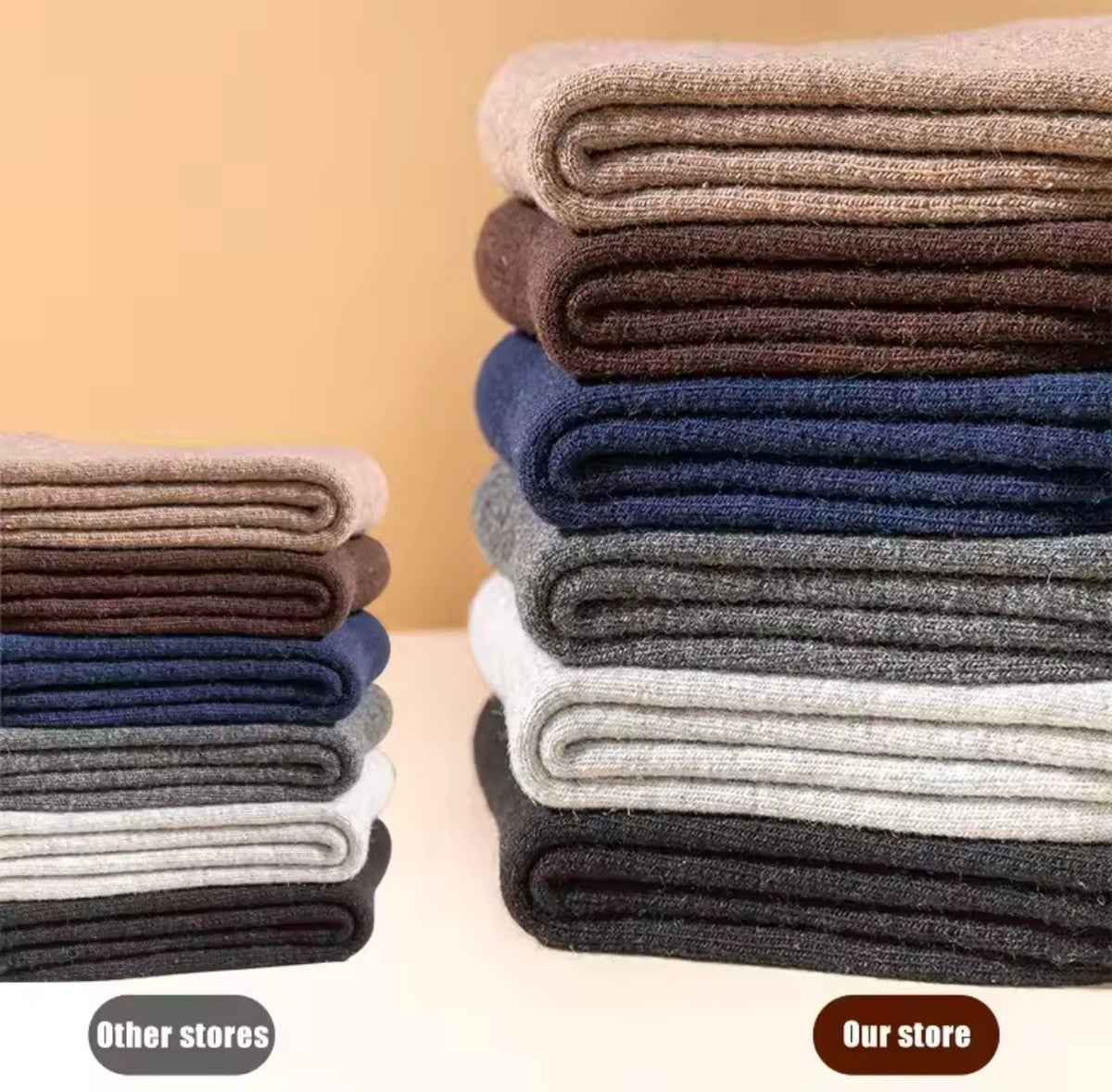 3 Pairs Wool Calf Socks, Thick And Warm