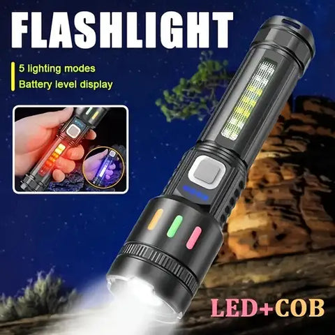 Portable LED Flashlight Shock Resistant Rechargeable Zoomable Torch