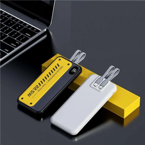 PD 22.5w 10000mAh Fast Power Bank with Built in Cables LED Display