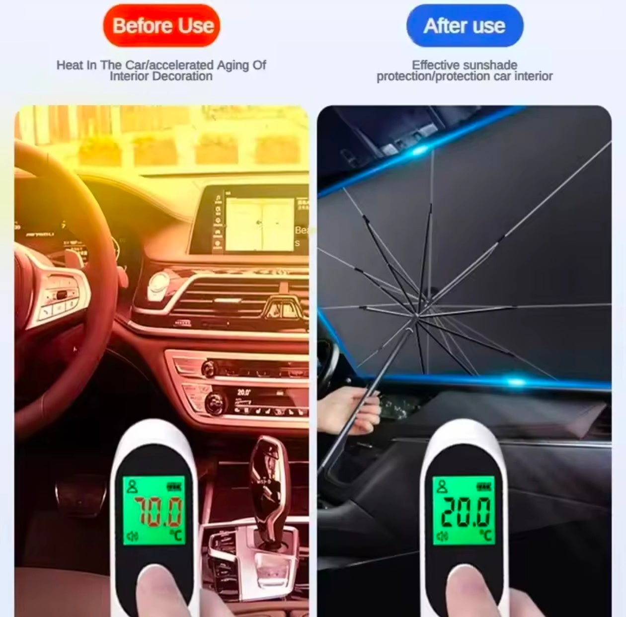 Car Sunshade Retractable Sunscreen Heat Insulation Front Windshield Umbrella