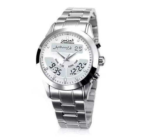 Alfajar Alharmeen prayer Azan Stainless Steel watch Qibla Muslim Watch