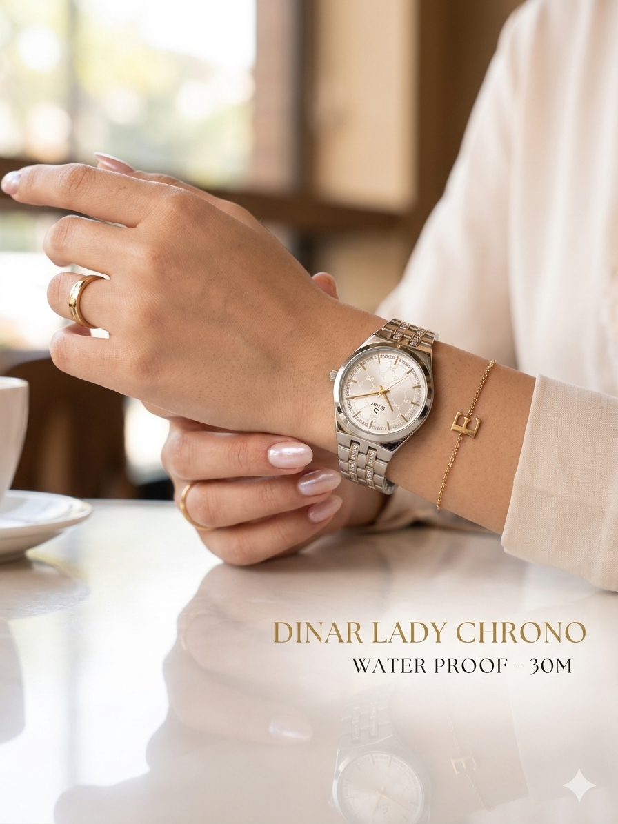 Dinar Brand Luxury ladies Stainless steel New Fashion Watch Waterproof
