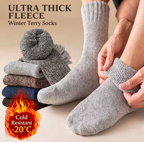 3 Pairs Wool Calf Socks, Thick And Warm