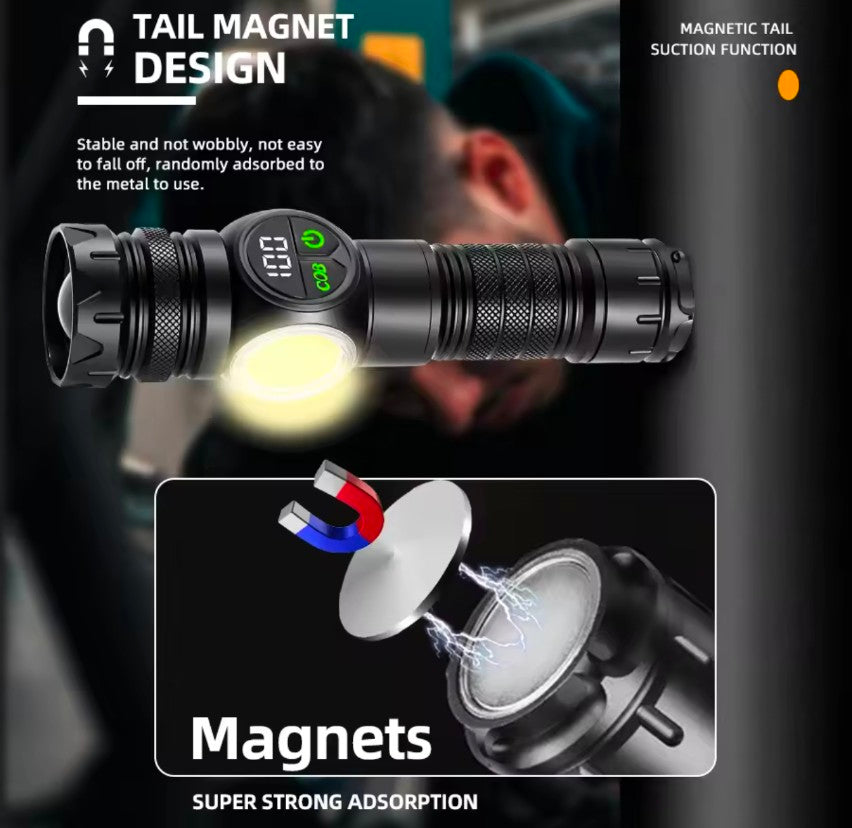2km Long range 1000Lm Aluminium Zoom Torch Type-C Rechargeable