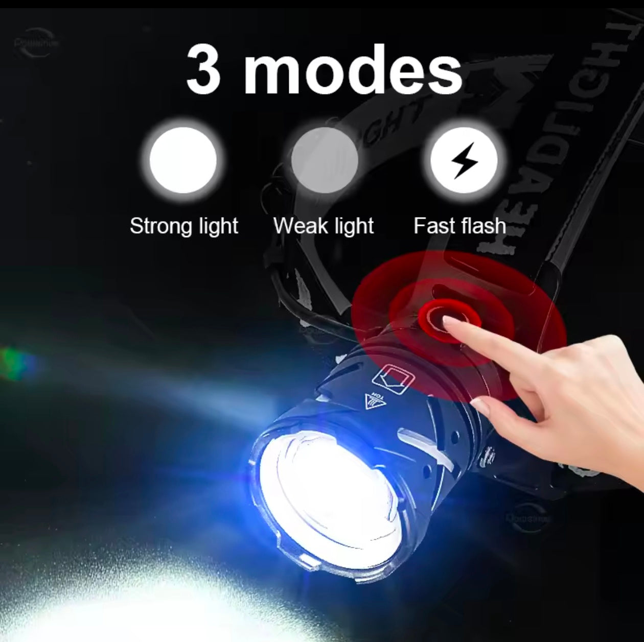 Long range Rechargeable Zoomable Headlight Waterproof 18650 bettery