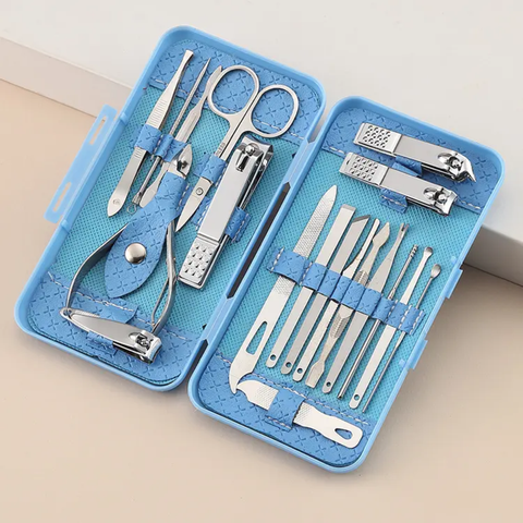 16 Pcs Set of Nail Clipper Kits Stainless Steel Manicure Pedicure Tools