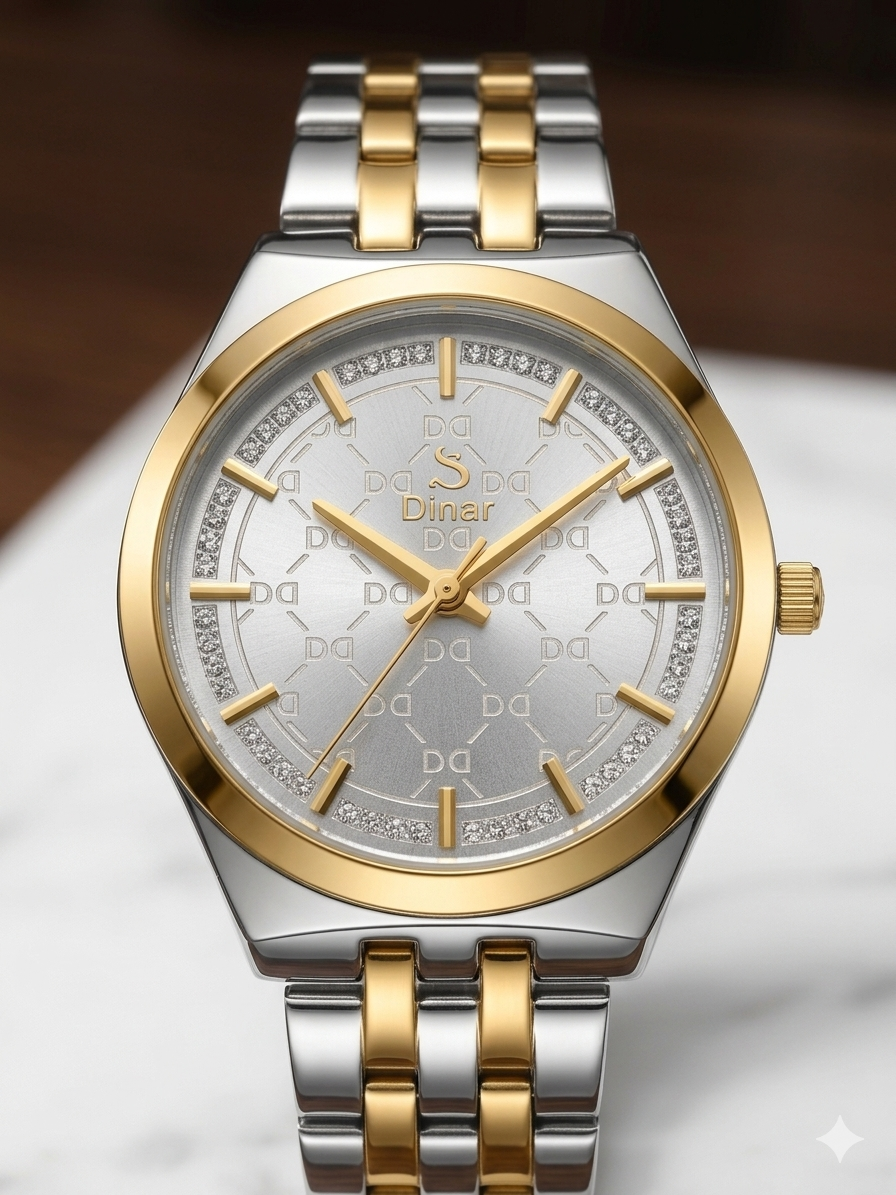 Dinar Brand Luxury ladies Stainless steel New Fashion Watch Waterproof