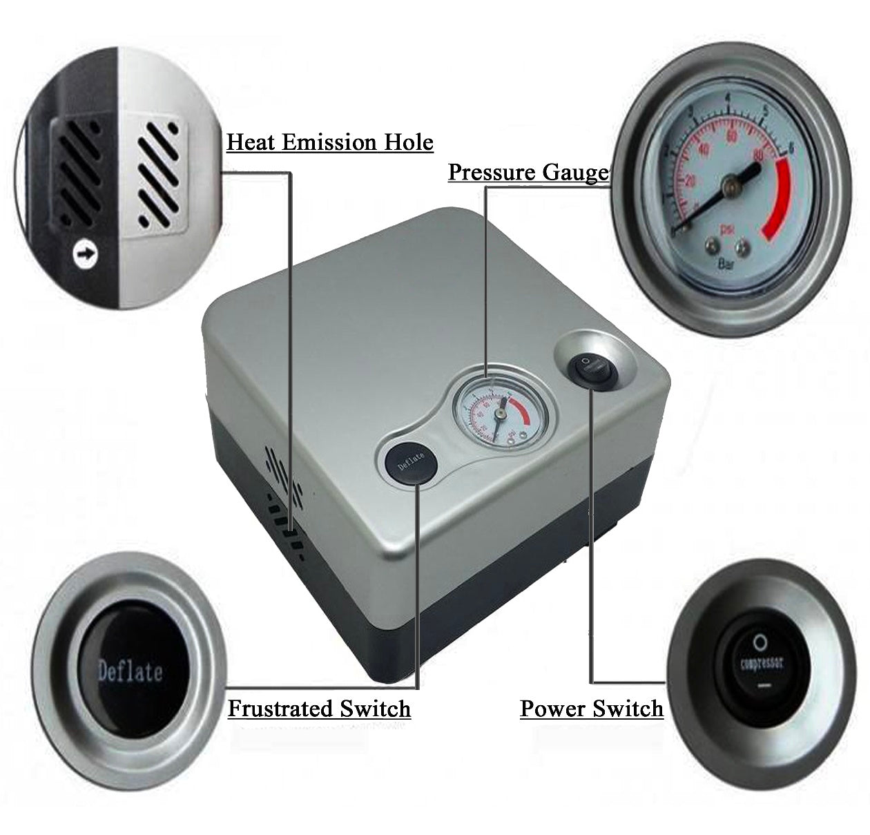 Japani Portable Air Pump Compressor for Car Tires - Car Air Compressor with LED Light & Carrying Bag